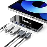 USB C Hub Adapter iPad Pro 12.9 2021 2020, Dockteck 5-in-1 HDMI Adapter für iPad Air 5 / Air 4 / Mini 6 mit USB 3.0 * 2 / 4K 60Hz HDMI / 3.5mm Audio / 100W PD