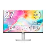 Dell S2722DC USB-C 27 Zoll QHD (2560x1440) Monitor, 75Hz, IPS, 4ms, AMD FreeSync, 99% sRGB, Eingebaute Lautsprecher, USB-C, 2x HDMI, 2x USB, 3 Jahre Garantie, Platinum Silver