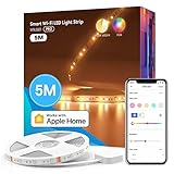 meross Led Strip 5m funktioniert mit Apple HomeKit, WLAN Led Streifen, Smart RGBWW Strip kompatibel mit Alexa und Google, für Zuhause, Party, Weihnachten