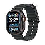 Apple Watch Ultra 2 (GPS + Cellular 49 mm) Smartwatch, Sportuhr mit Titangehäuse in Schwarz und Ocean Armband in Schwarz (One Size). Fitnesstracker, präzises GPS, extra Lange Batterielaufzeit