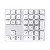 SATECHI Bluetooth Extended Numeric Keypad – Schlanker, wiederaufladbarer Ziffernblock mit 34 Tasten – Für M2/ M1 MacBook Pro/Air, M2/ M1 iPad Pro/Air, M2 Mac Mini, iMac M1 (Silber)