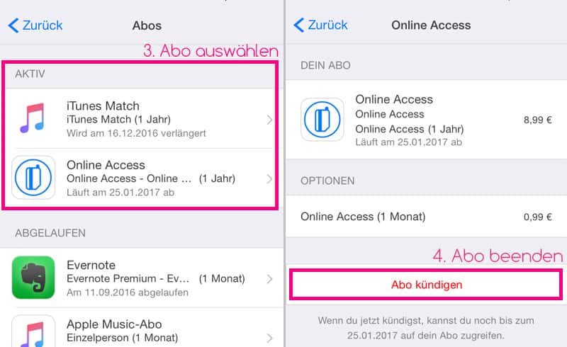 abos auf iphone kündigen