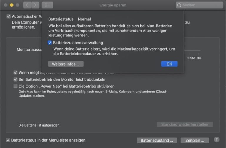 macOS 10.15.5 Update fügt Batteriezustandsverwaltung hinzu
